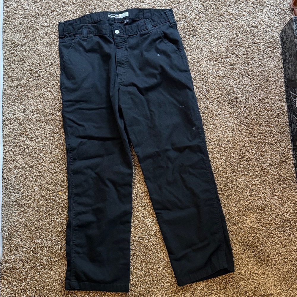 Carhartt Black Canvas Dungarees Work Pants 38x30 - Picture 2 of 7